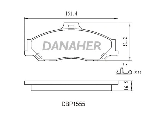 DBP1555 DANAHER Комплект тормозных колодок, дисковый тормоз (фото 1)