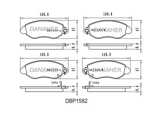 DBP1582 DANAHER Комплект тормозных колодок, дисковый тормоз (фото 1)