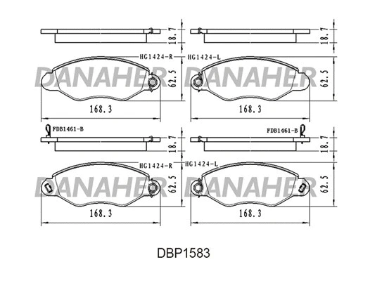 DBP1583 DANAHER Комплект тормозных колодок, дисковый тормоз (фото 1)