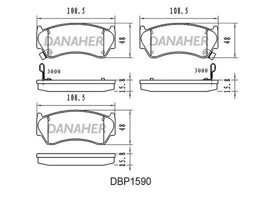 DBP1590 DANAHER Комплект тормозных колодок, дисковый тормоз (фото 1)