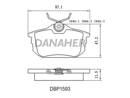 DBP1593 DANAHER Комплект тормозных колодок, дисковый тормоз (фото 1)