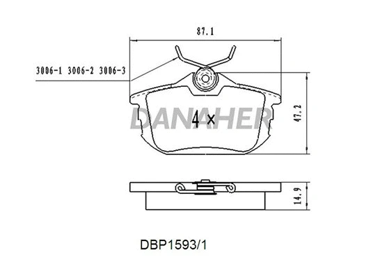 DBP1593/1 DANAHER Комплект тормозных колодок, дисковый тормоз (фото 1)