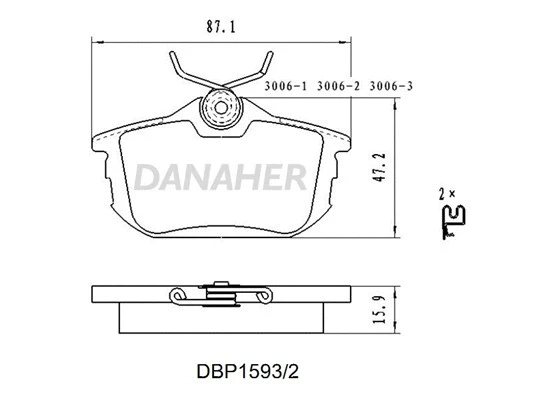 DBP1593/2 DANAHER Комплект тормозных колодок, дисковый тормоз (фото 1)