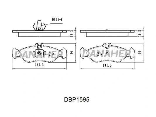DBP1595 DANAHER Комплект тормозных колодок, дисковый тормоз (фото 1)