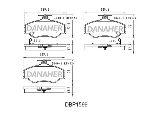 DBP1599 DANAHER Комплект тормозных колодок, дисковый тормоз (фото 1)