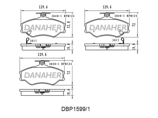 DBP1599/1 DANAHER Комплект тормозных колодок, дисковый тормоз (фото 1)