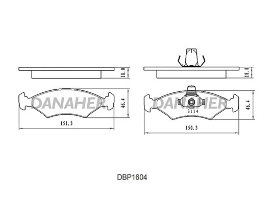 DBP1604 DANAHER Комплект тормозных колодок, дисковый тормоз (фото 1)