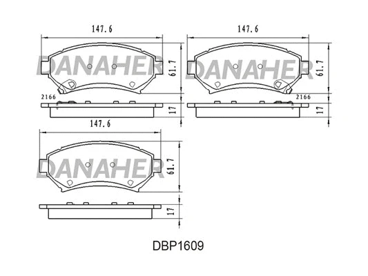 DBP1609 DANAHER Комплект тормозных колодок, дисковый тормоз (фото 1)