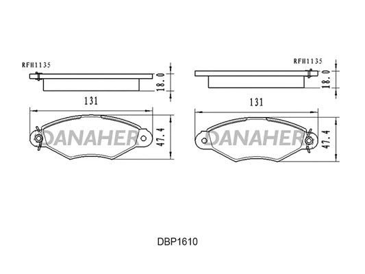 DBP1610 DANAHER Комплект тормозных колодок, дисковый тормоз (фото 1)