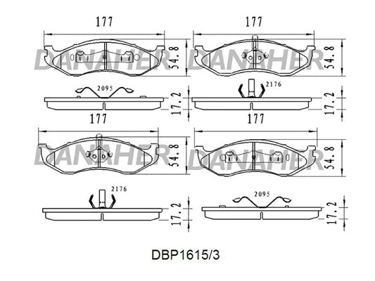 DBP1615/3 DANAHER Комплект тормозных колодок, дисковый тормоз (фото 1)