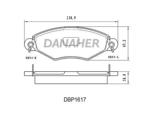 DBP1617 DANAHER Комплект тормозных колодок, дисковый тормоз (фото 1)