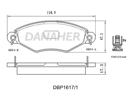 DBP1617/1 DANAHER Комплект тормозных колодок, дисковый тормоз (фото 1)