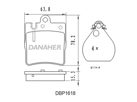 DBP1618 DANAHER Комплект тормозных колодок, дисковый тормоз (фото 1)