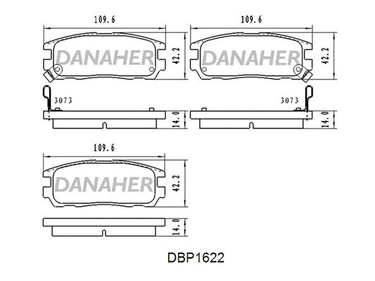 DBP1622 DANAHER Комплект тормозных колодок, дисковый тормоз (фото 1)
