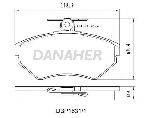 DBP1631/1 DANAHER Комплект тормозных колодок, дисковый тормоз (фото 1)