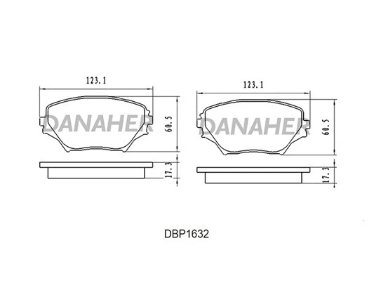 DBP1632 DANAHER Комплект тормозных колодок, дисковый тормоз (фото 1)