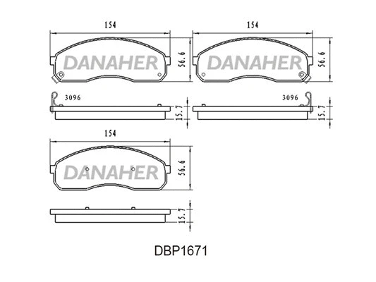 DBP1671 DANAHER Комплект тормозных колодок, дисковый тормоз (фото 1)