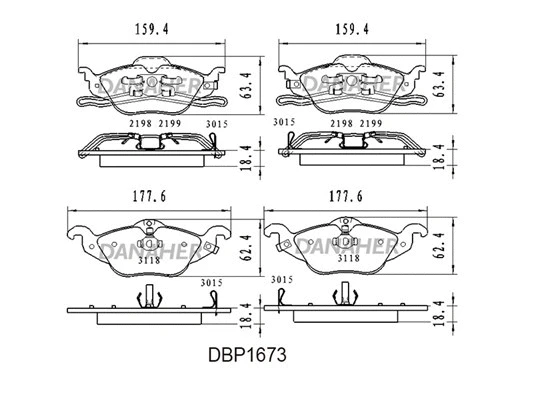 DBP1673 DANAHER Комплект тормозных колодок, дисковый тормоз (фото 1)