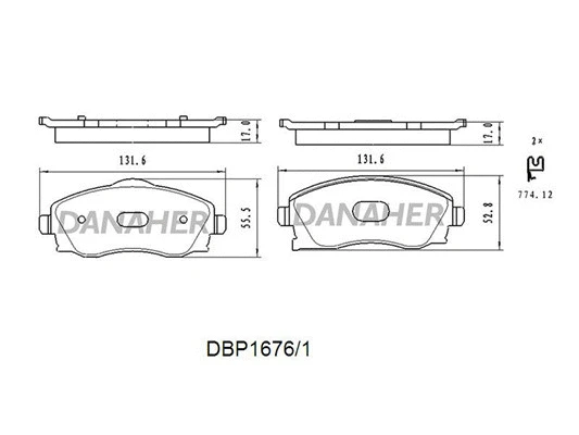 DBP1676/1 DANAHER Комплект тормозных колодок, дисковый тормоз (фото 1)