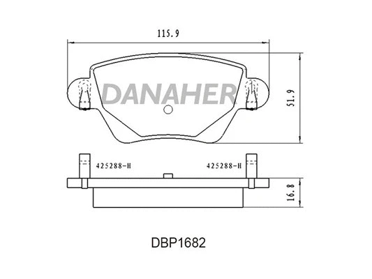 DBP1682 DANAHER Комплект тормозных колодок, дисковый тормоз (фото 1)