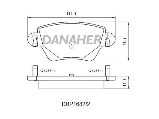 DBP1682/2 DANAHER Комплект тормозных колодок, дисковый тормоз (фото 1)