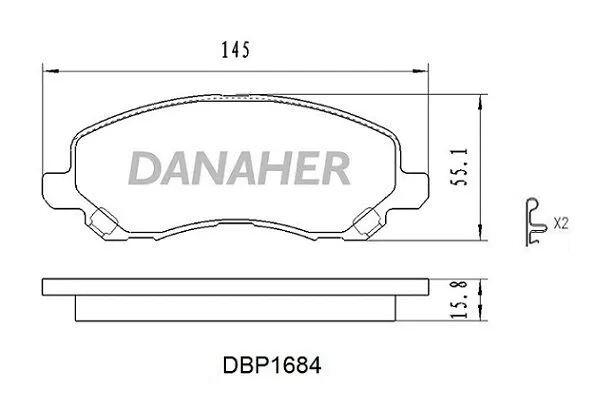 DBP1684 DANAHER Комплект тормозных колодок, дисковый тормоз (фото 1)