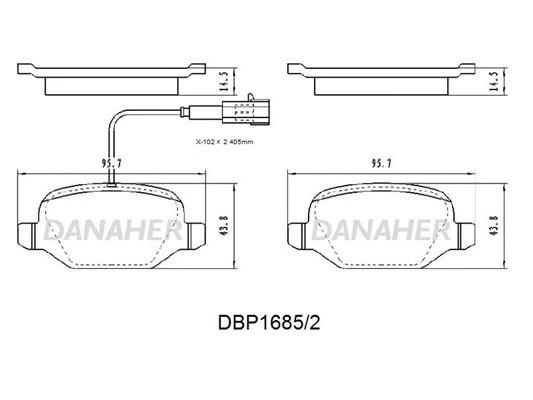 DBP1685/2 DANAHER Комплект тормозных колодок, дисковый тормоз (фото 1)