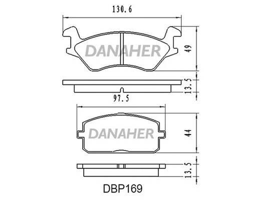 DBP169 DANAHER Комплект тормозных колодок, дисковый тормоз (фото 1)