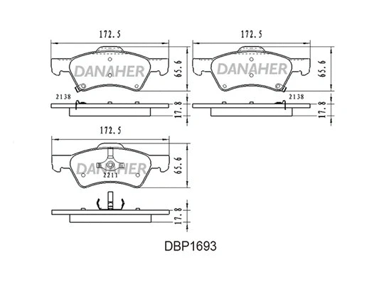 DBP1693 DANAHER Комплект тормозных колодок, дисковый тормоз (фото 1)