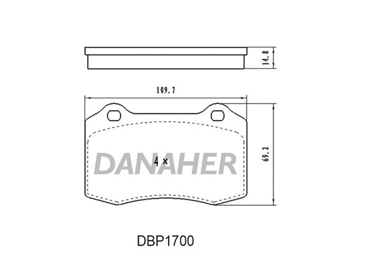 DBP1700 DANAHER Комплект тормозных колодок, дисковый тормоз (фото 1)