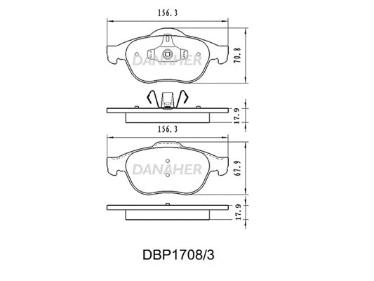 DBP1708/3 DANAHER Комплект тормозных колодок, дисковый тормоз (фото 1)