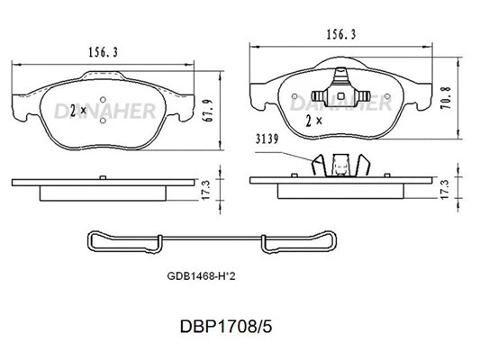 DBP1708/5 DANAHER Комплект тормозных колодок, дисковый тормоз (фото 1)