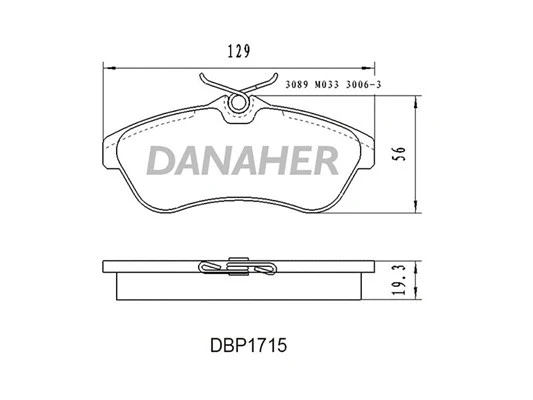 DBP1715 DANAHER Комплект тормозных колодок, дисковый тормоз (фото 1)
