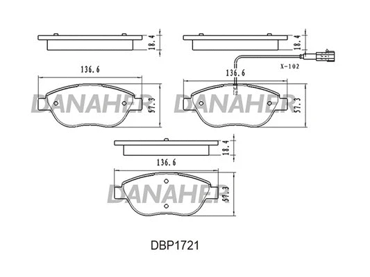 DBP1721 DANAHER Комплект тормозных колодок, дисковый тормоз (фото 1)