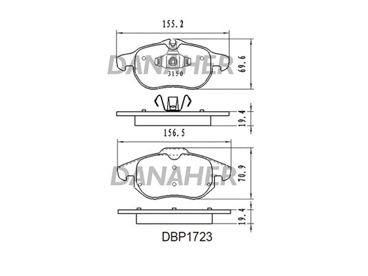 DBP1723 DANAHER Комплект тормозных колодок, дисковый тормоз (фото 1)