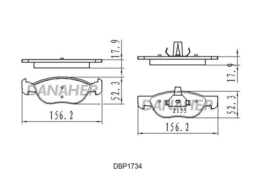 DBP1734 DANAHER Комплект тормозных колодок, дисковый тормоз (фото 1)