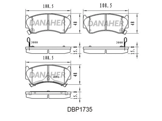 DBP1735 DANAHER Комплект тормозных колодок, дисковый тормоз (фото 1)