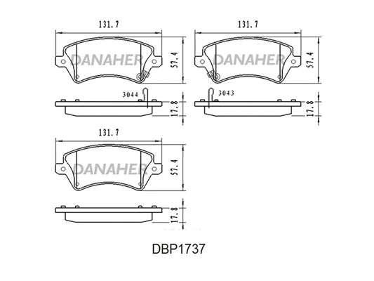 DBP1737 DANAHER Комплект тормозных колодок, дисковый тормоз (фото 1)