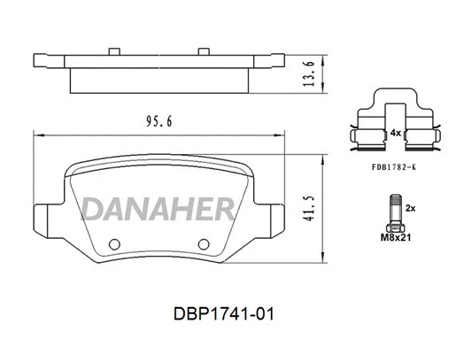 DBP1741-01 DANAHER Комплект тормозных колодок, дисковый тормоз (фото 1)