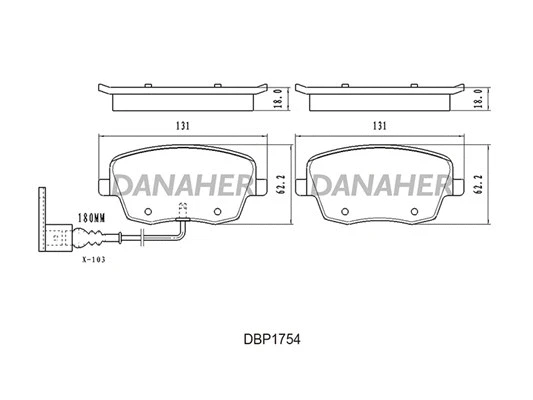 DBP1754 DANAHER Комплект тормозных колодок, дисковый тормоз (фото 1)