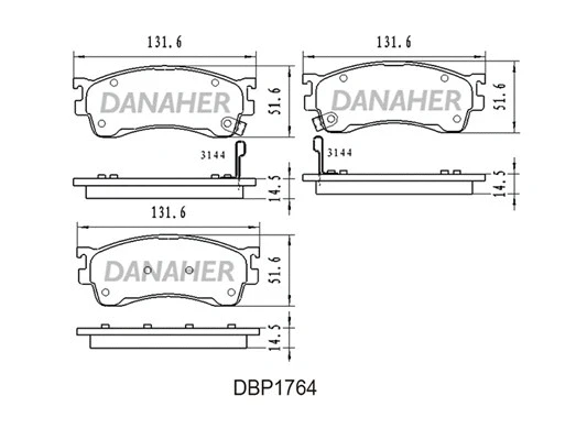 DBP1764 DANAHER Комплект тормозных колодок, дисковый тормоз (фото 1)