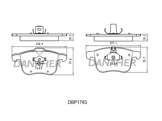 DBP1783 DANAHER Комплект тормозных колодок, дисковый тормоз (фото 1)