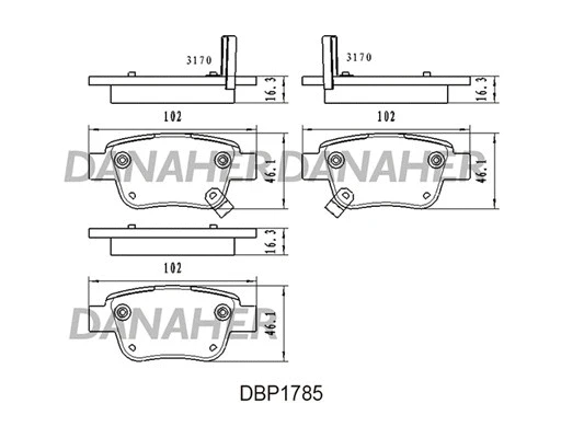 DBP1785 DANAHER Комплект тормозных колодок, дисковый тормоз (фото 1)