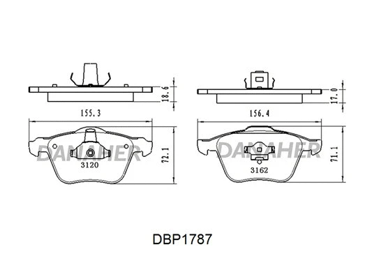 DBP1787 DANAHER Комплект тормозных колодок, дисковый тормоз (фото 1)