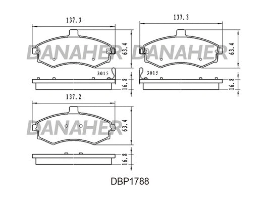 DBP1788 DANAHER Комплект тормозных колодок, дисковый тормоз (фото 1)