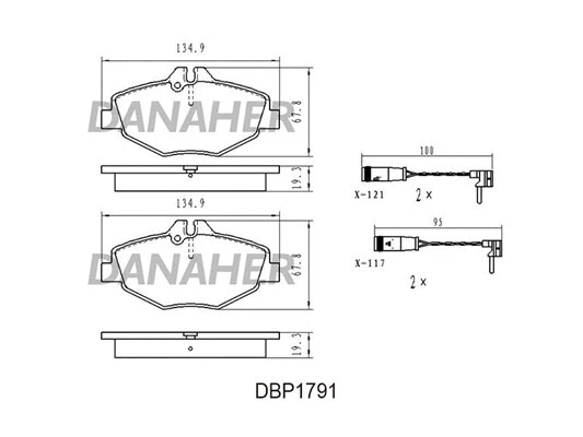 DBP179/1 DANAHER Комплект тормозных колодок, дисковый тормоз (фото 2)