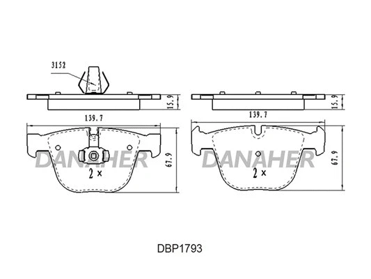 DBP1793 DANAHER Комплект тормозных колодок, дисковый тормоз (фото 1)