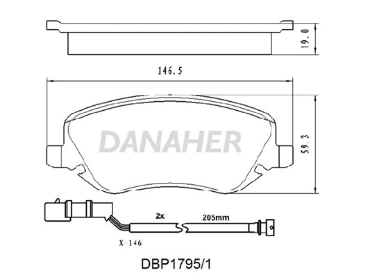 DBP1795/1 DANAHER Комплект тормозных колодок, дисковый тормоз (фото 1)