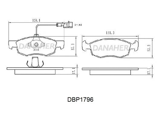 DBP1796 DANAHER Комплект тормозных колодок, дисковый тормоз (фото 1)
