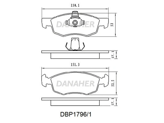 DBP1796/1 DANAHER Комплект тормозных колодок, дисковый тормоз (фото 1)